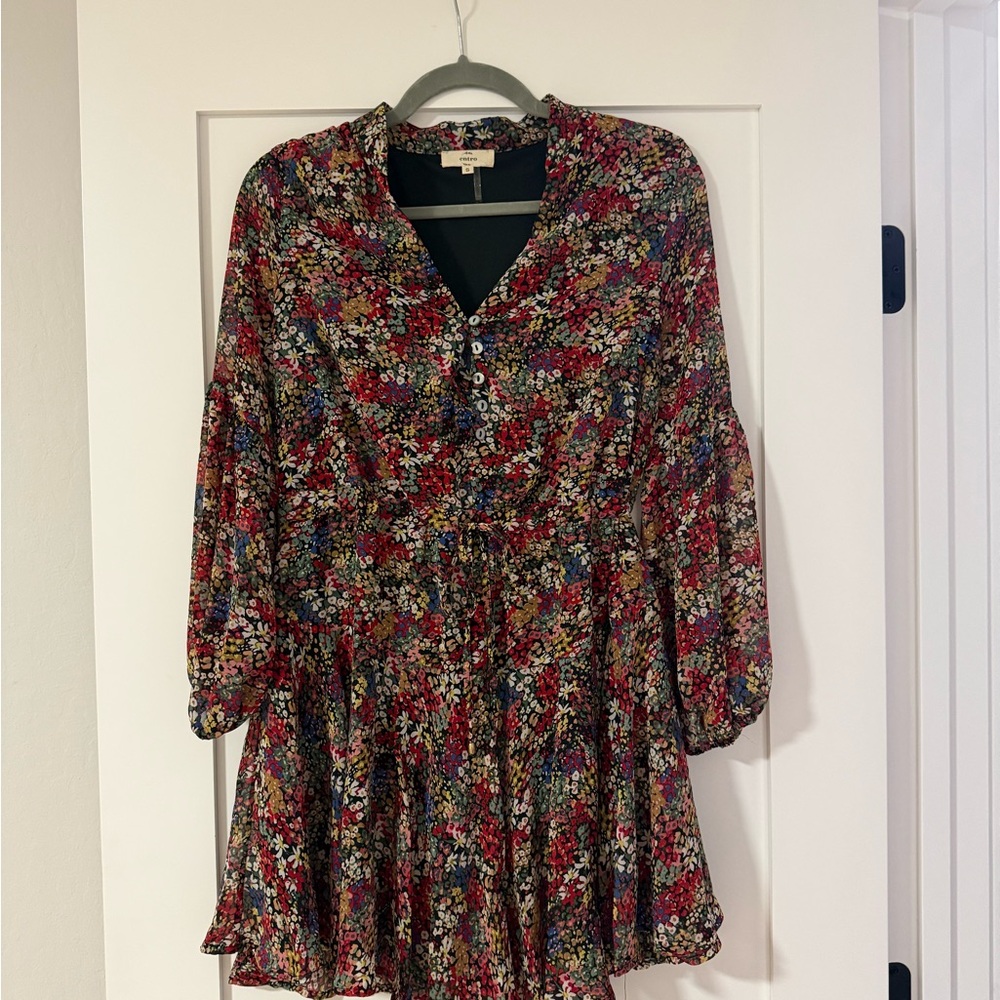 Entro Multicolor Floral Collar Dress